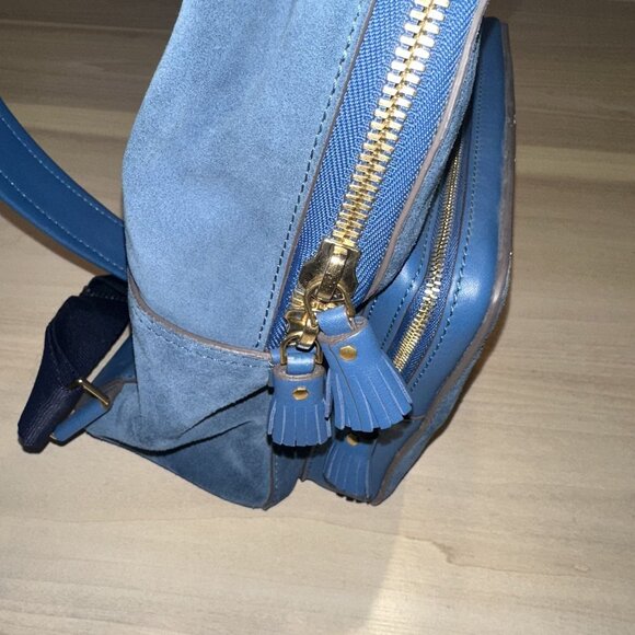 Anya Hindmarch Silver Cloud Blue Suede Mini Backpack - Picture 6 of 16